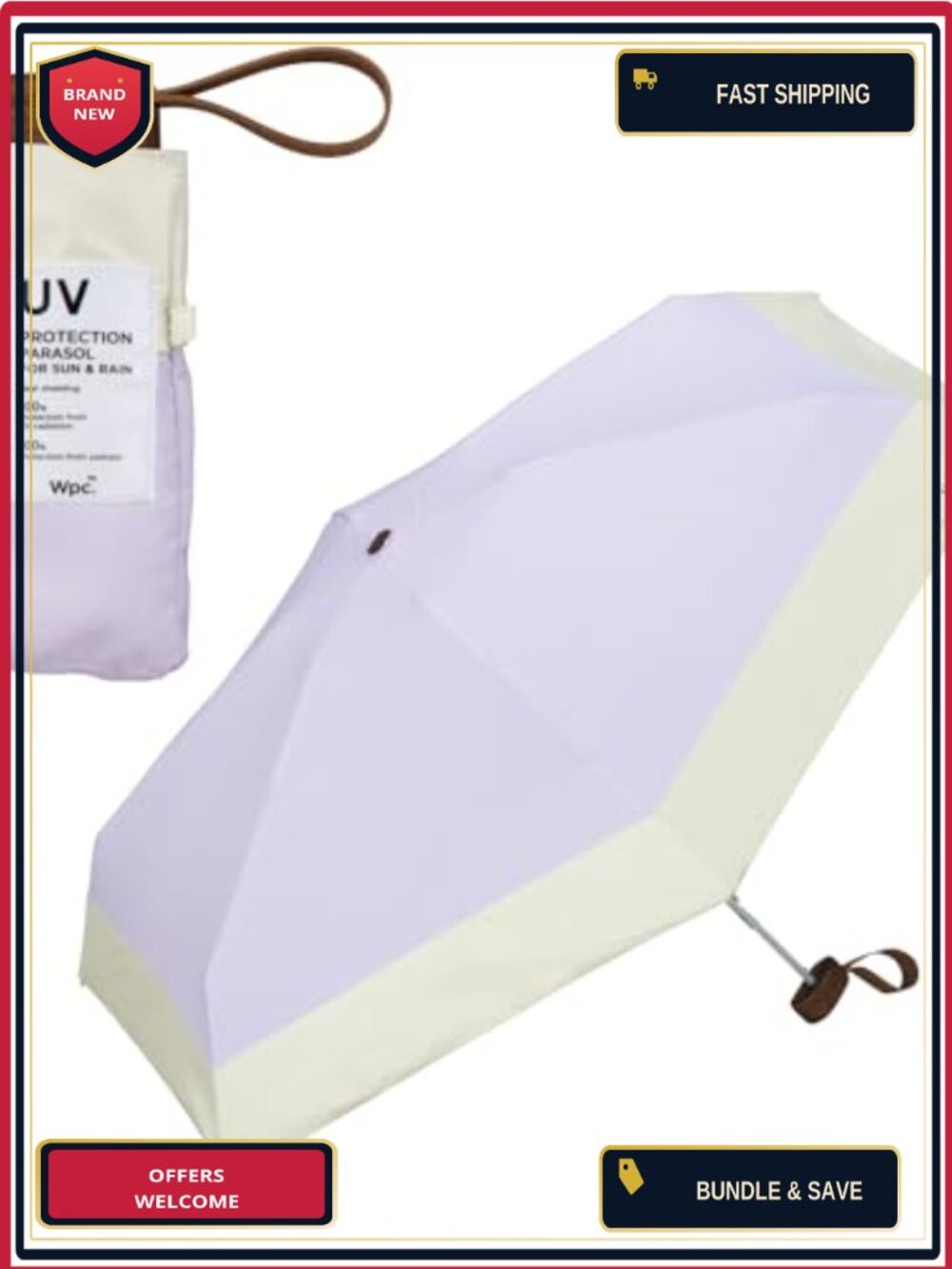 Foldable Umbrella UPF50+ UV Protection Lightweight Travel Sun - Water Repellent